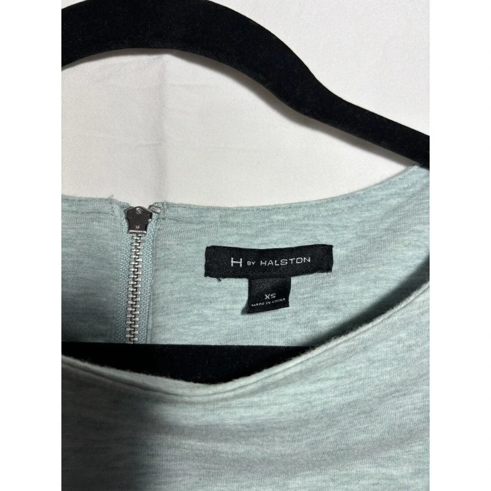 H By Halston Tunic Top 3/4 Sleeves Light Green Womens Zipper‎ Detail XS O20 - Picture 4 of 6